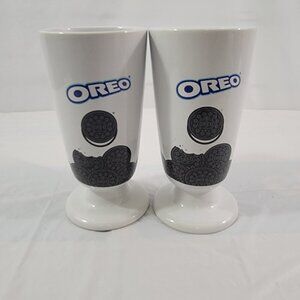 OREO MILKSHAKE Ice Cream Sundae Milk Glass Mugs -  Set of 2